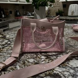 Juicy Couture Pink Powder Blush Beachin Tote Bag Small Clear Crossbody Purse