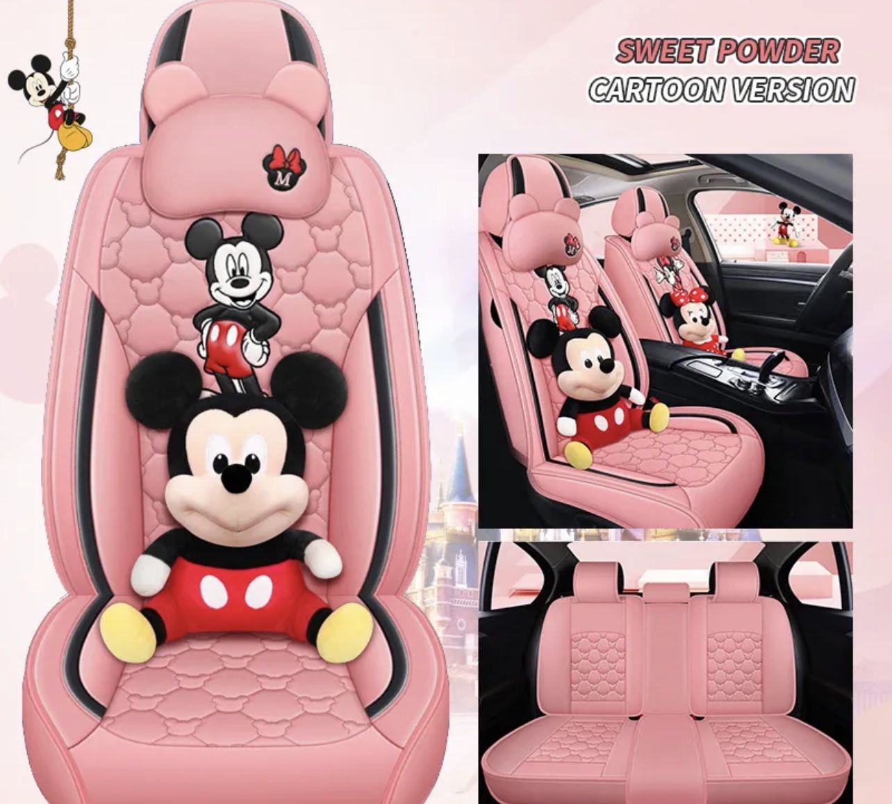 Pink Minnie And Mickey Car Seats Cover