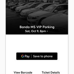 Parking VIP TNIGHT BaNDA Ms Transfer Thru Live Nation