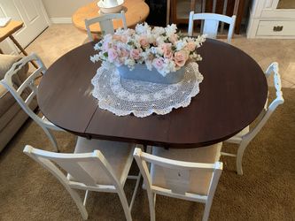 Antique table leaf and 6 chairs