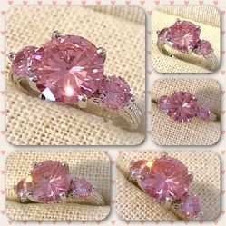 NEW Super Sparkly AAAAA Pink CZ Ring - Sizes 8 & 9