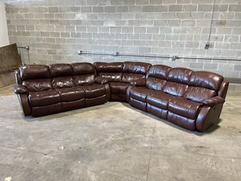 Brown leather couch