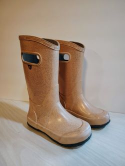 Girls Pink Glittery Bogs Boots