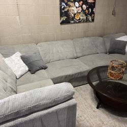 Modular Sectional Light Gray Fur microfiber Couch