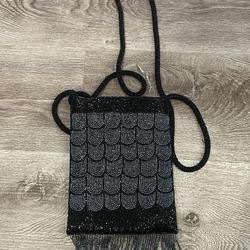 Jade vintage-style beaded evening bag, scalloped pattern