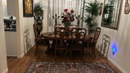 Dining table with six chairs