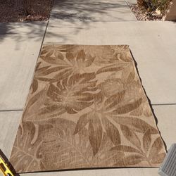 Garden Treasures Neutral Tropical Leaves ~5’x7’ Brown Indoor/Outdoor Floral/Botanical Area Rug West Las Vegas See My Listings Summerlin Made In Belgiu