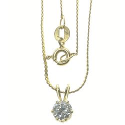 14K Yellow Gold Necklace, 16” With CZ, 2.4 Grams