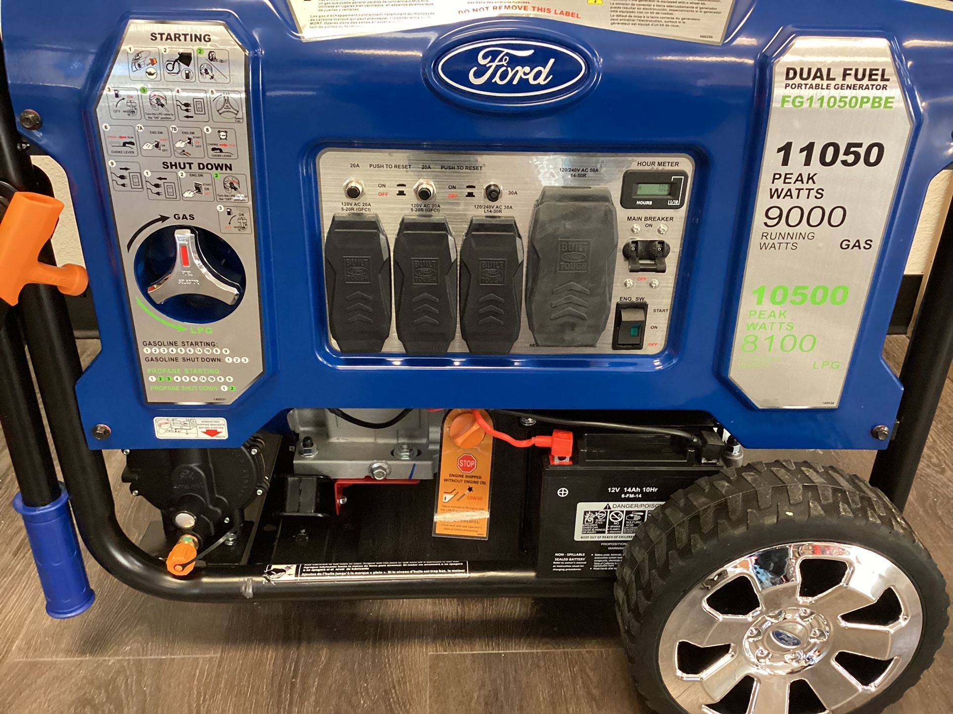 Ford 11,050Watt/10,050Watt DualFuel Gasoline and Propane with Recoil
