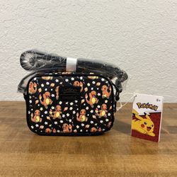 Loungefly Pokemon Charmander Black Floral Crossbody Bag NWT