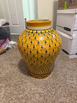 Casal Mexican Hand Painted Folk Art Pottery Floor Planter Jar 19”