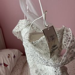 Brand New White Wedding Dress With Silver Details