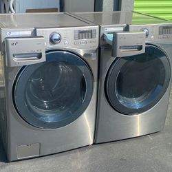LG Front Load Washer And Stackable Gas Dryer Set 