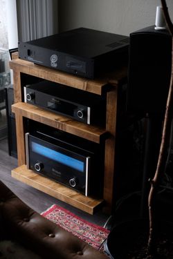 3 shelf maple audio rack home theater stereo butcher block acoustics