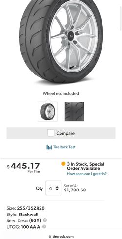 255/35/20 Toyo R888R Proxes Tires (2) 