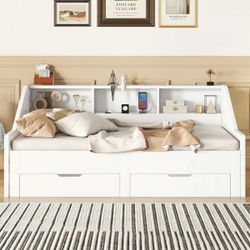 Twin storage bed with mattress