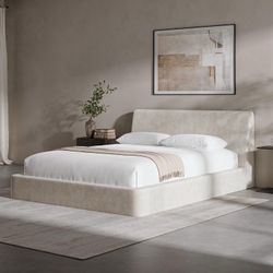 RECCI AirFrame Queen Bed Frame with Ergonomic Angled Foam Cushioned Headboard, Minimalist Design Platform Bed Frame, No Box Spring Needed, Easy Assemb