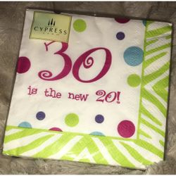 30th Birthday Napkins Dessert 30 Year Party Pink Green Blue Decorations