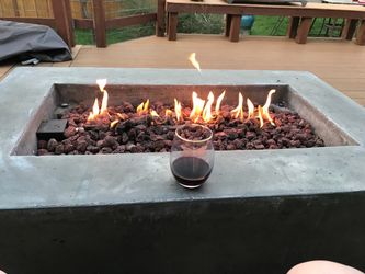 Rectangular Concrete Propane Fire Pit Table