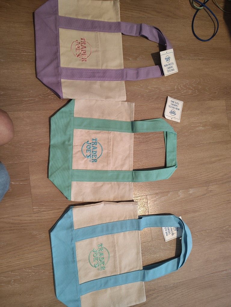Brand New Summer Traders Joe's Bag Purple Mint Green And Baby Blue