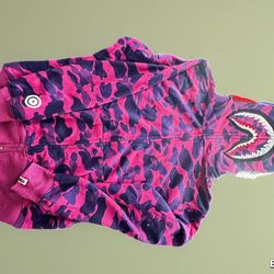 Purple/Pink BAPE Shark Hoodie 💜 Full Zip | Rare Camo | W/ Tags & Bag 