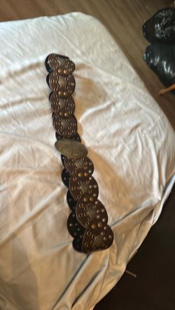 Brown Leather Studded Disc Belt