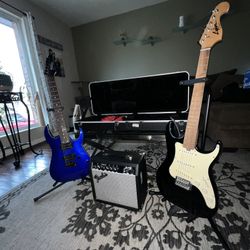 🎸 Electric Guitar Bundle – 2 Guitars + Fender Amp + Case + Cords 🎸  