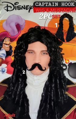 Disney Captain Hook (Wig & Mustache Set) Anchorman(set)MALE & Much More...
