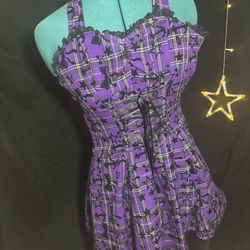 Small- Hearts And Roses Purple Dress