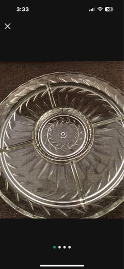 Vintage CUT GLASS Serving Tray Divided Sections