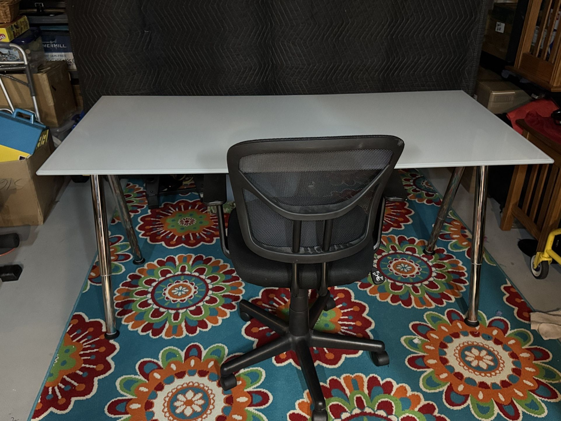 Ikea Galant Frosted Glass Adjustable Height Desk/Table