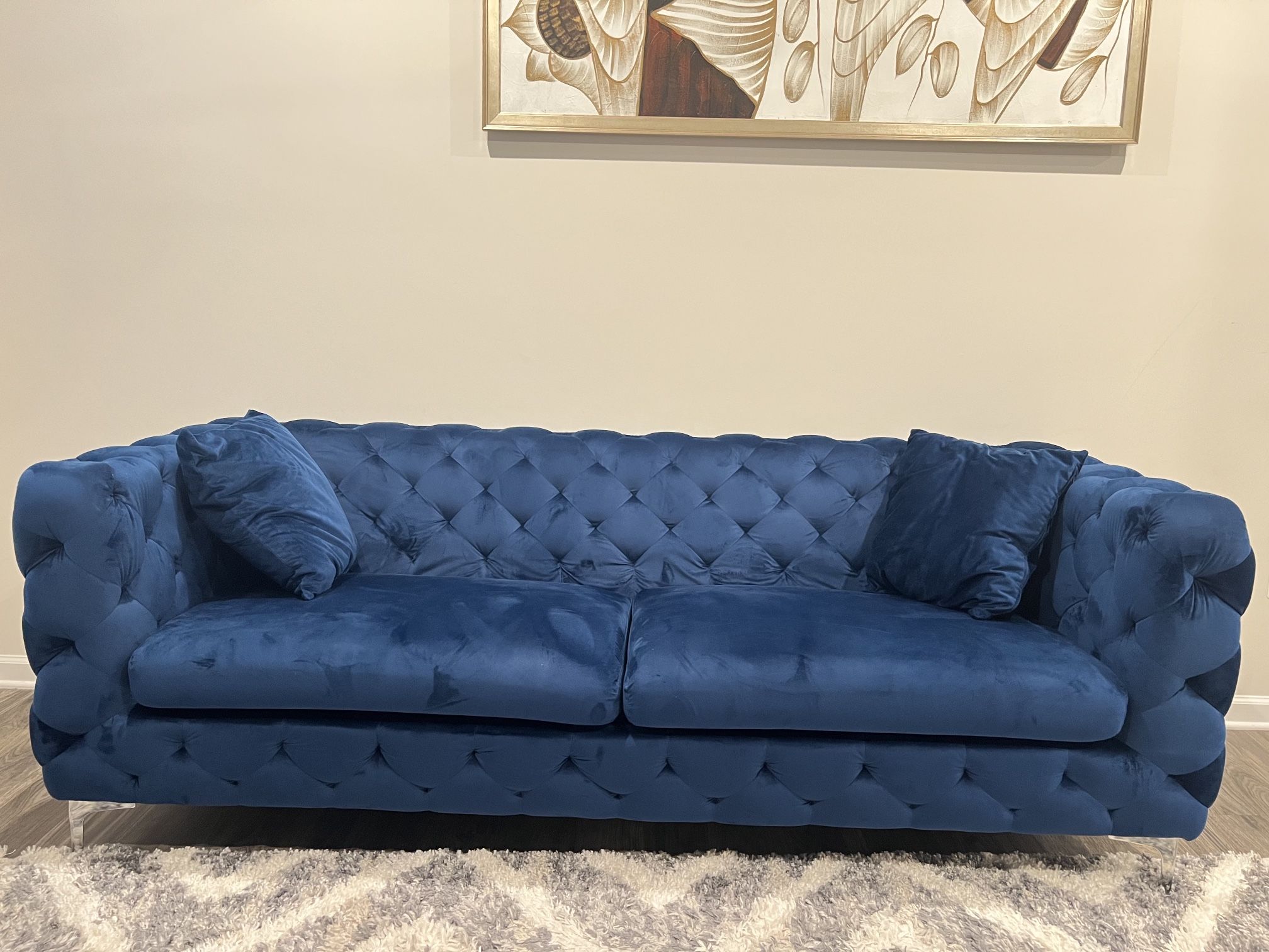 Upholstered Tufted Sofa and Loveseat