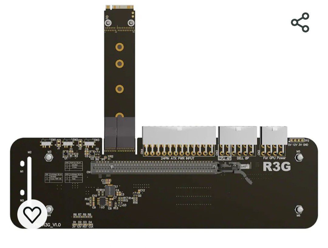 ADT-Link M.2 Key M NVMe External Graphics Card Stand Bracket with PCIe3.0 x4 Riser Cable 25cm 50cm 32Gbs for ITX STX NUC VEGA64 GTX1080ti (25CM,R43SG)