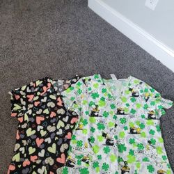 Print Scrub Tops