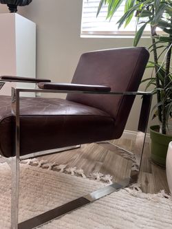 Real Leather Brown Arm Chair