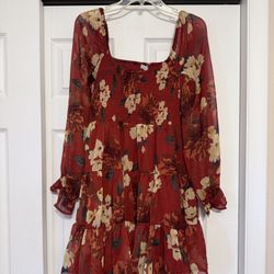 Brand New Patrons of Peace Rust Floral Dress - Size Medium