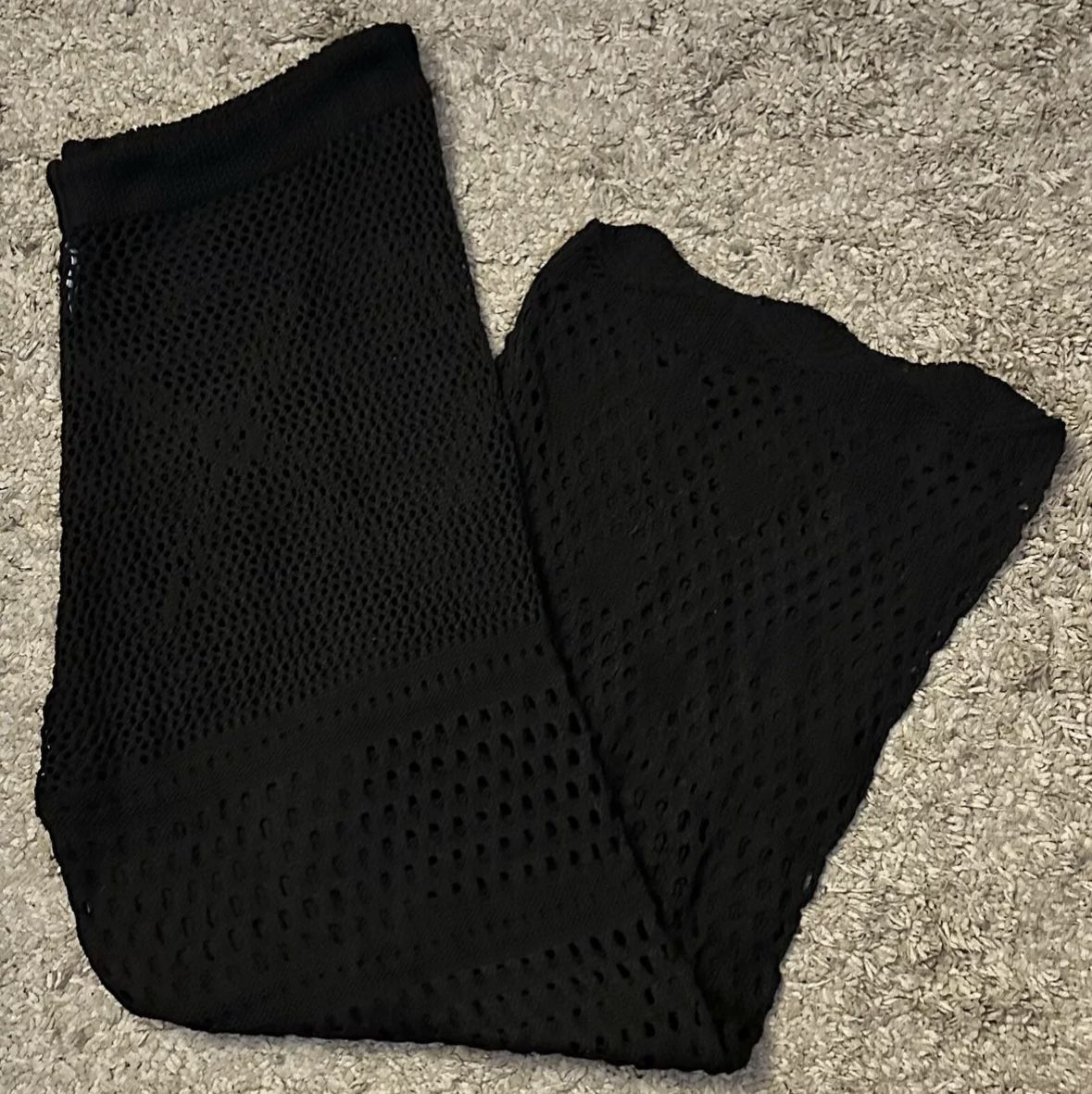 Shein Women’s 2XL Black Netted Drawstring Wide-Leg Bathing Suit Cover-Up Pants