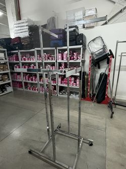 Chrome 4-Way Retail Clothing Rack on Wheels