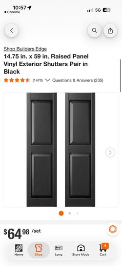 Shutters. Same size as in Home Depot photo
