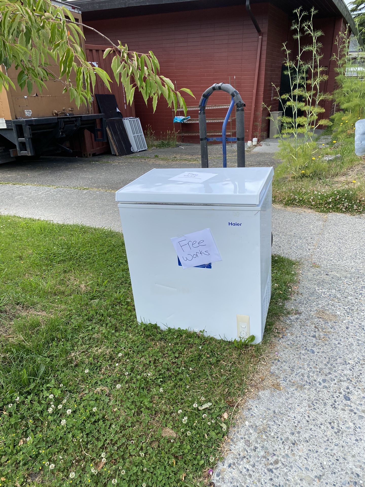 Free chest freezer. Magnolia. West Emerson between 34th ave W and 33rd Ave W. End of alley.
