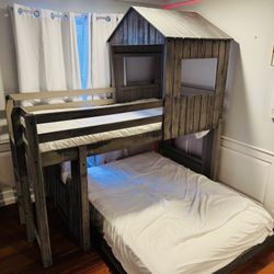 Twin Over Full Solid Wood Platform Loft Bed 