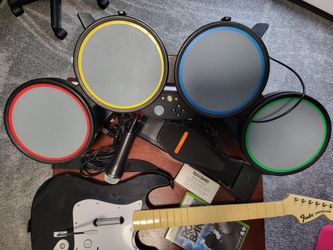 Xbox 360 Rockband Bundle (Game, Microphone, Drumset, Guitar)