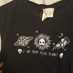 Glow In The Dark Cute Pizza Planet Alien Shirt