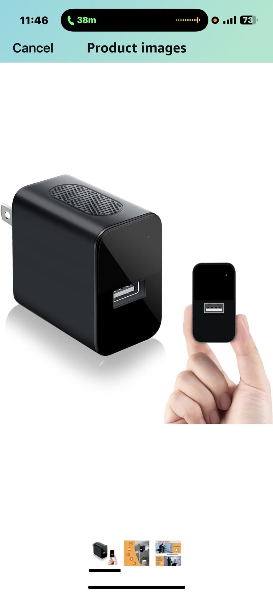 1080P Mini Camera 64GB Security Camera Charger with Motion Detection/Night Vision
