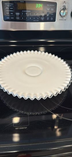 Vintage White Milk Glass Cake Platter 