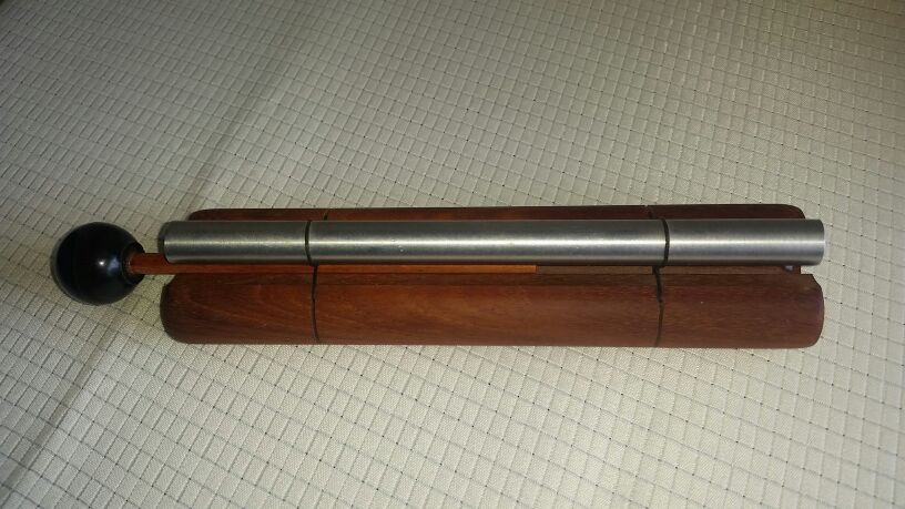 Rare J. W. Stannard Vintage Solo Percussion Chime E-1 Tone Bar Aluminum Alloy Bar on Solid Wood Base