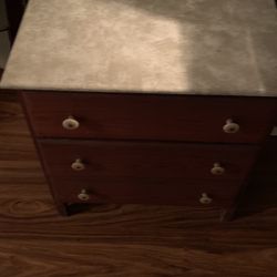 Lamp Or Miscellaneous Utility Marble Top Wood Table 