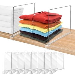 8 Pcs Acrylic Shelf Dividers for Closet Organization, Closet Shelf Divider-Clear