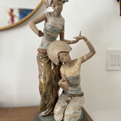 Lladro Thai Dancer Graceful Duo Figurine Gres Finish 2073