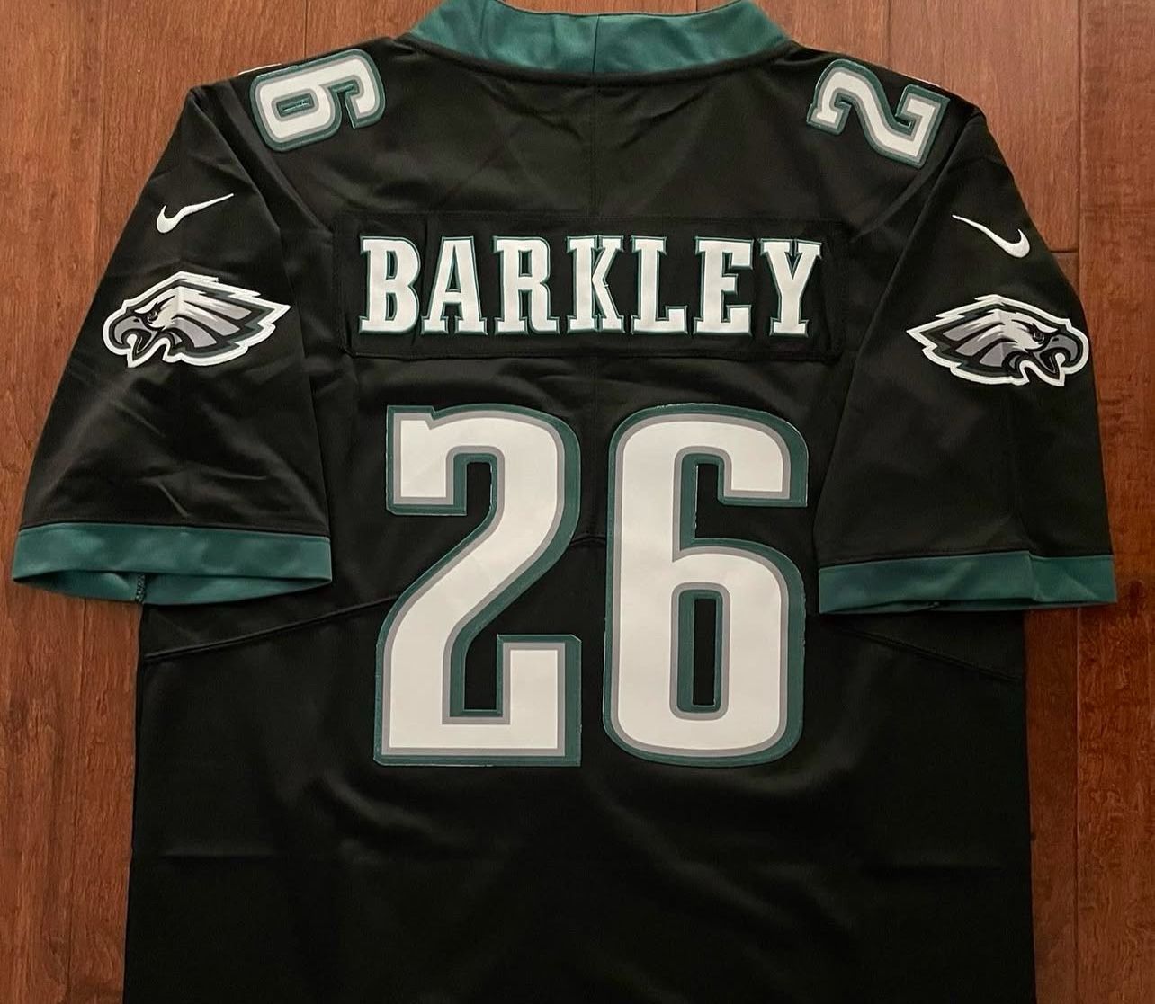 Black Philadelphia Eagles Barkley Jersey #26 Super Bowl 2025